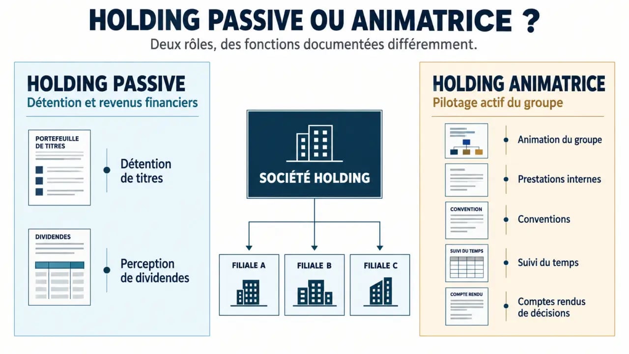 Expert comptable holding : différence entre holding passive et holding animatrice